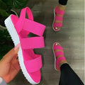 Women's anti-slip flat sandals in black with colour matching upper and flat sole