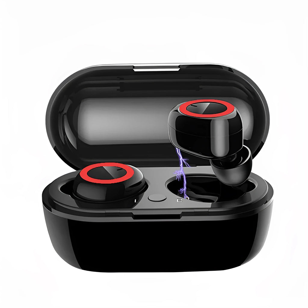 Wireless Bluetooth earbuds with earplug design in black and white colour options