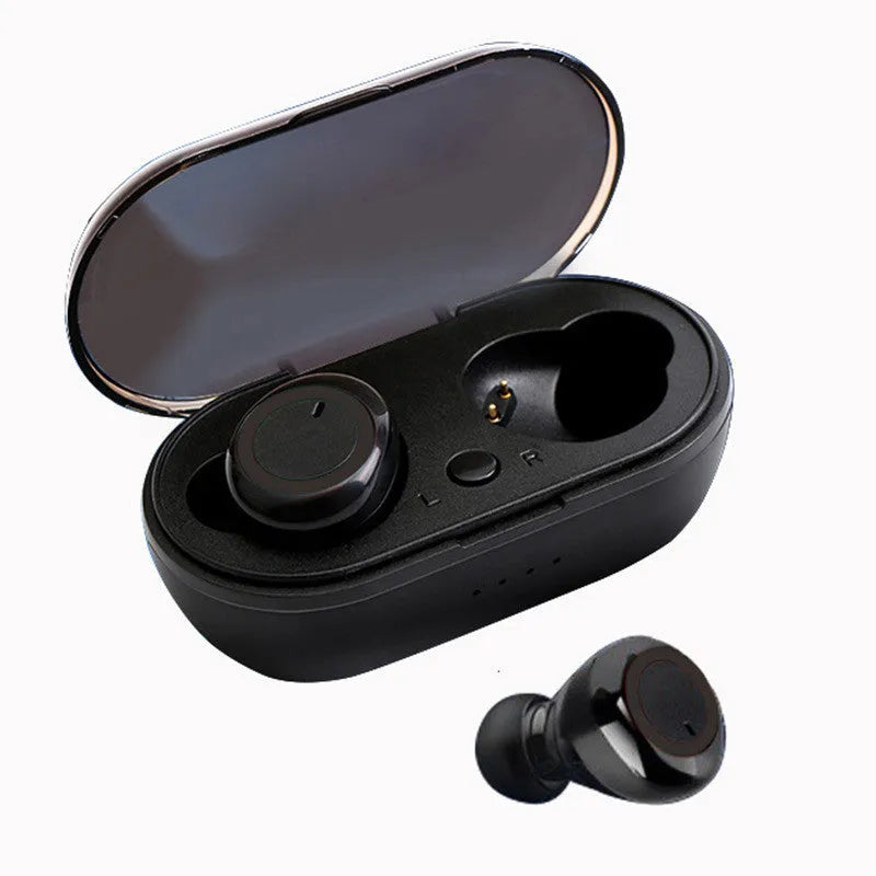 Wireless Bluetooth earbuds with earplug design in black and white colour options