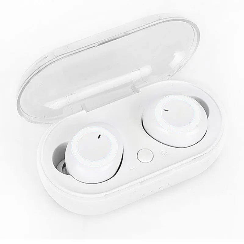Wireless Bluetooth earbuds with earplug design in black and white colour options