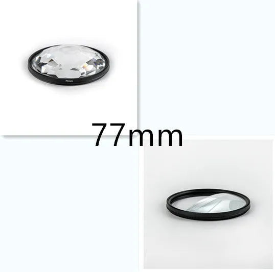 77mm split focus half moon mirror camera filter with microfiber cloth and storage bag