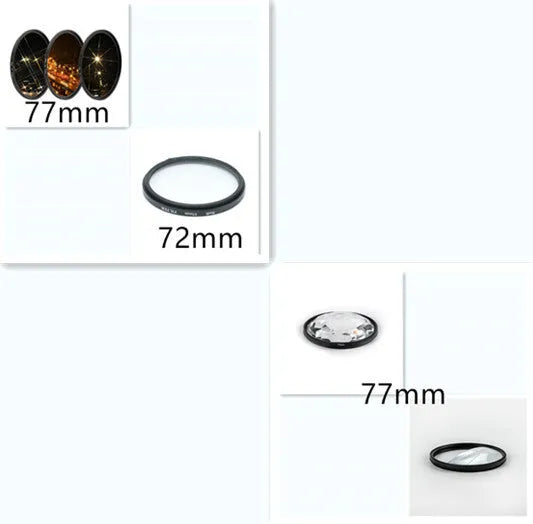 77mm split focus half moon mirror camera filter with microfiber cloth and storage bag