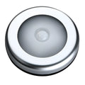 Silver square wireless motion sensor night light on a surface, dimensions 80mm by 80mm.