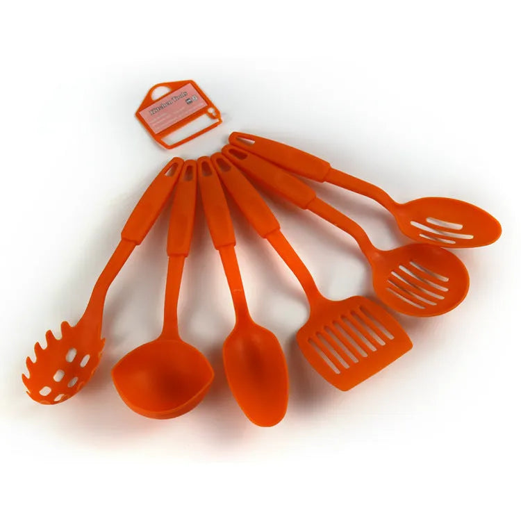 Black rubber kitchen shovel and spoon utensil set for non-stick pan protection