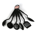 Black rubber kitchen shovel and spoon utensil set for non-stick pan protection