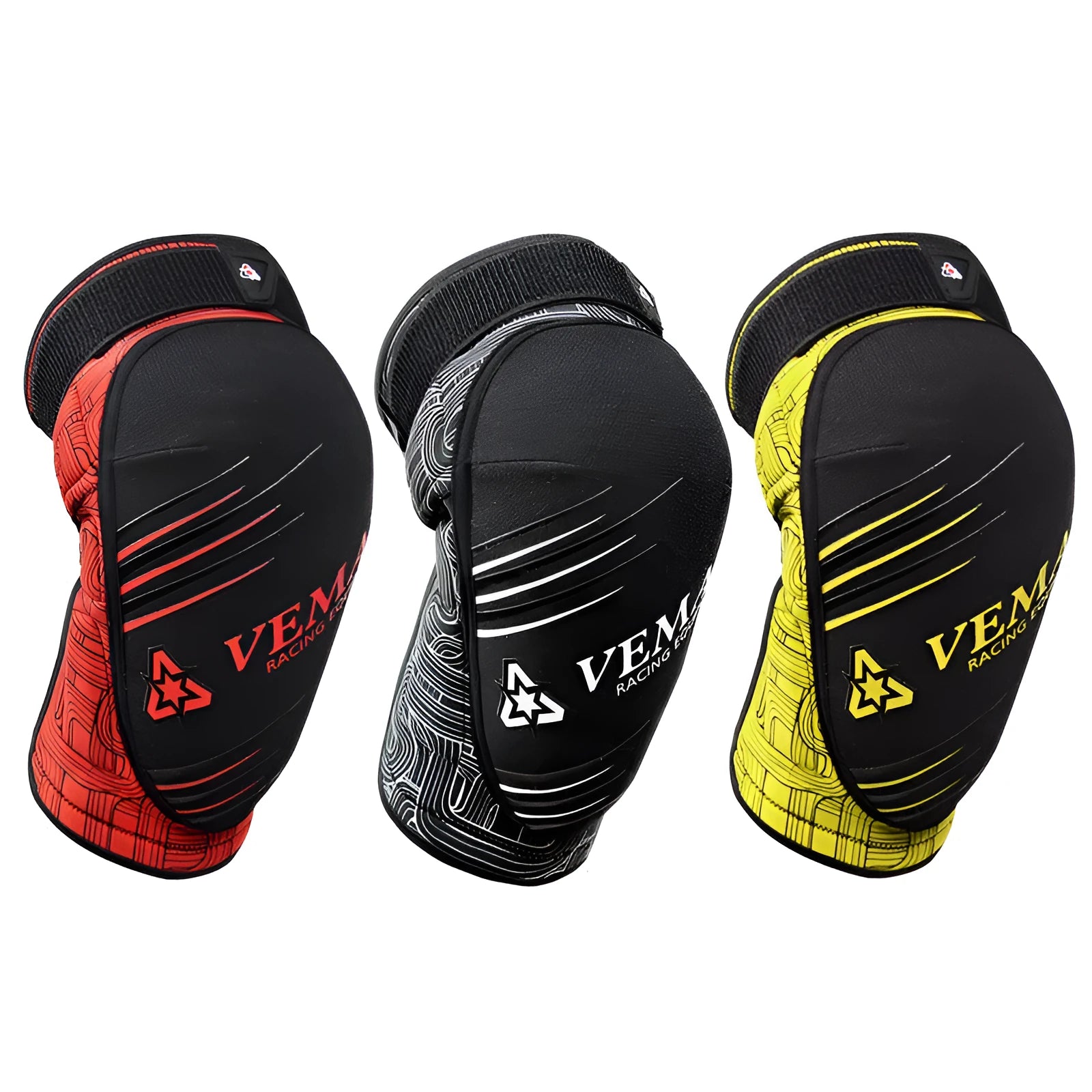 Cycling sports motorbike protection knee pads in black polyester fibre for adult use