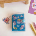 Japanese cute girl heart themed loose leaf refill pages with love bear, candy bear, star bunny and rainbow castle cartoon designs