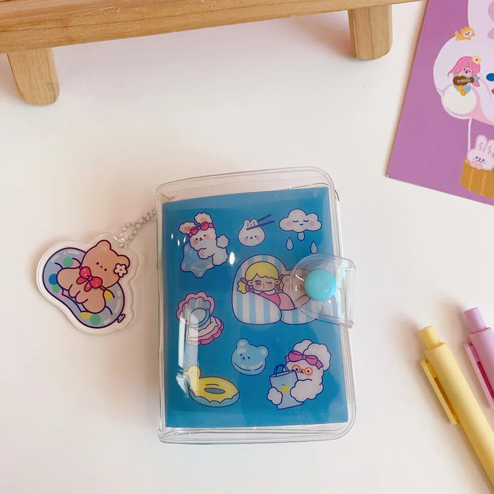 Japanese cute girl heart themed loose leaf refill pages with love bear, candy bear, star bunny and rainbow castle cartoon designs