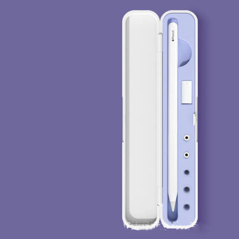 Hard protective case for Apple Pencil 1st and 2nd generation with slots for accessories.