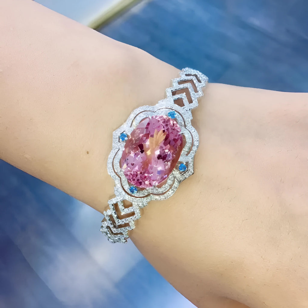 Women's copper Korean style geometric bracelet with diamond processing in photo colour