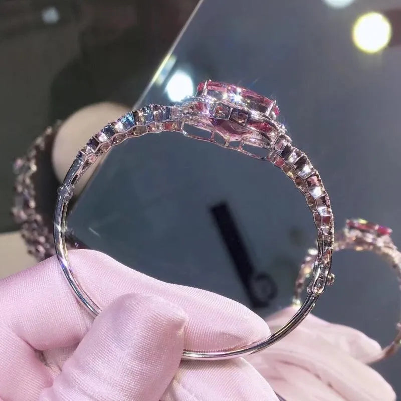 Women's copper Korean style geometric bracelet with diamond processing in photo colour