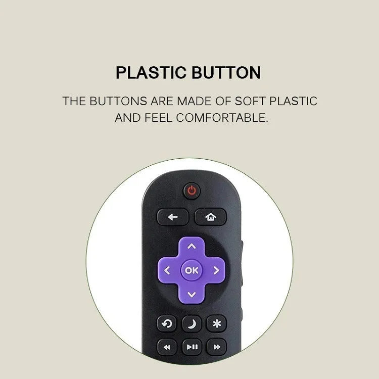 Black Roku TV remote control with voice search button for Express and Premiere streaming devices