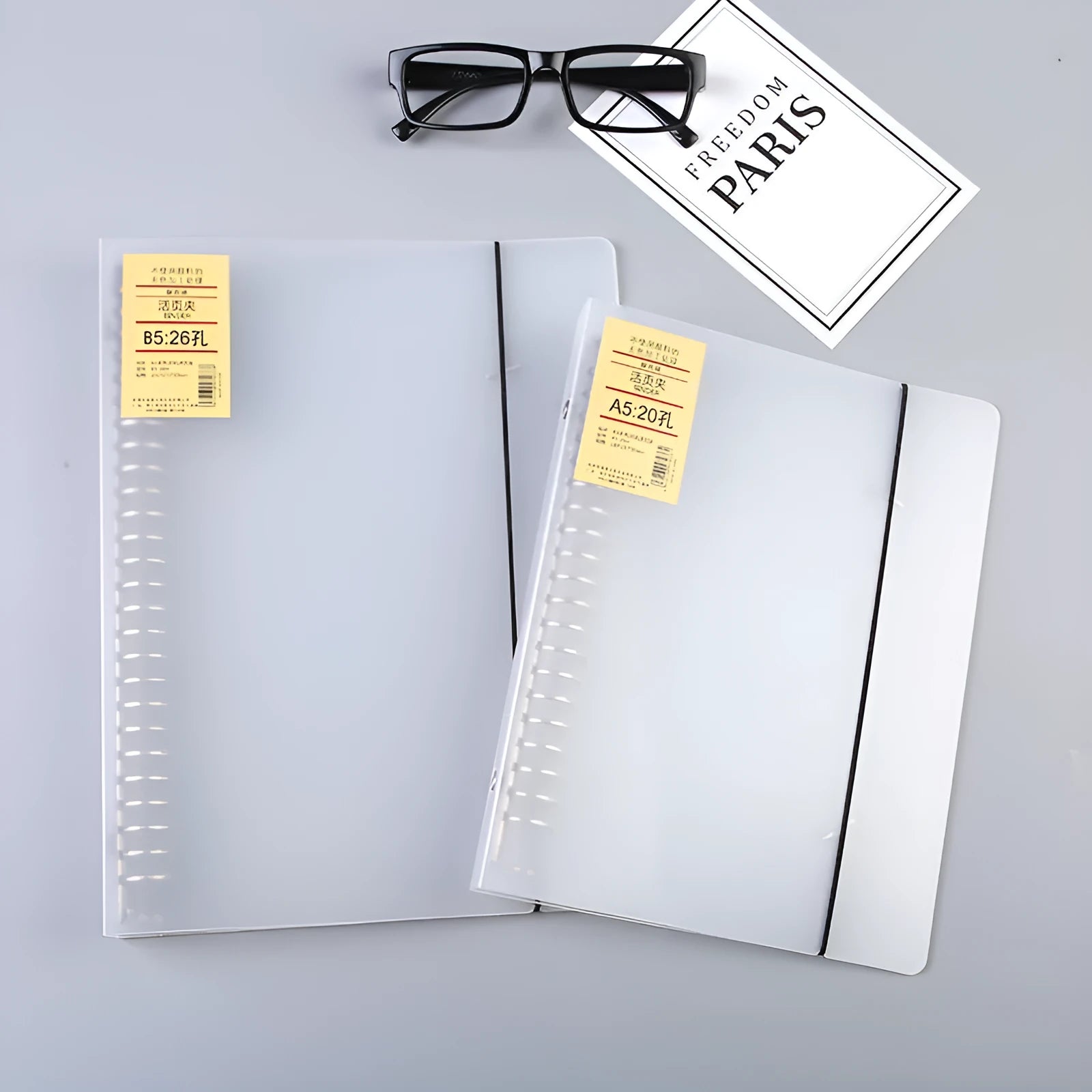 A5 26-hole loose-leaf notebook binder with horizontal line ruling and looped closure