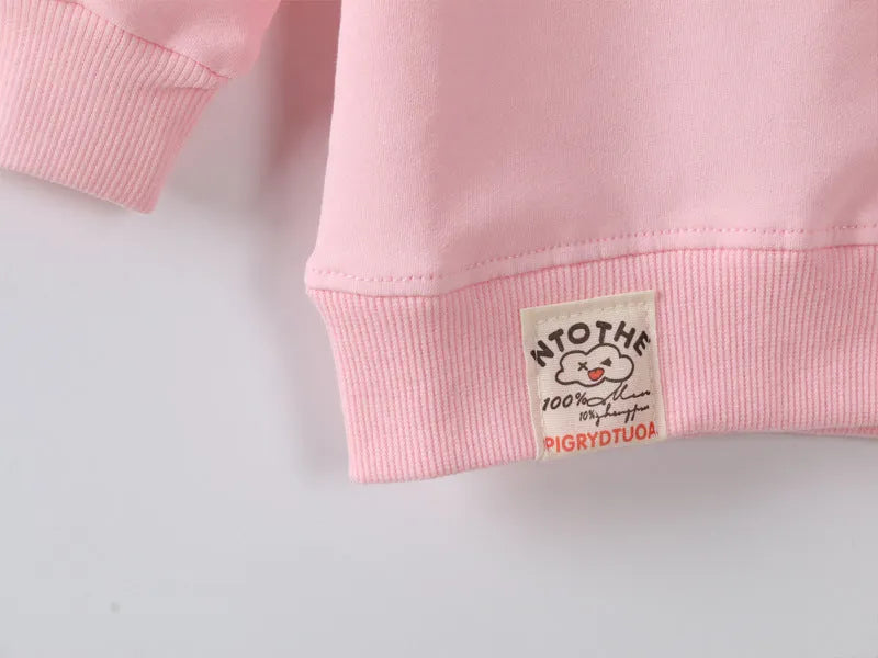 Korean-style baby girl's autumn sweater with cartoon pattern in soft fabric