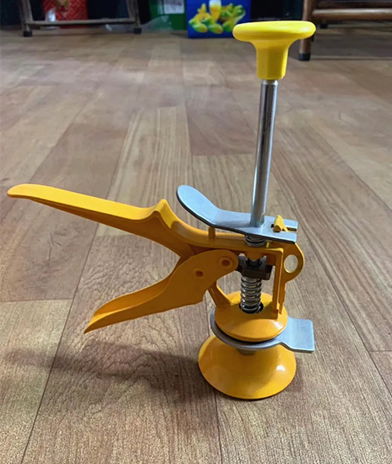 Height-adjustable tile raising positioner with metal alloy construction measuring 23.5x6.5 cm