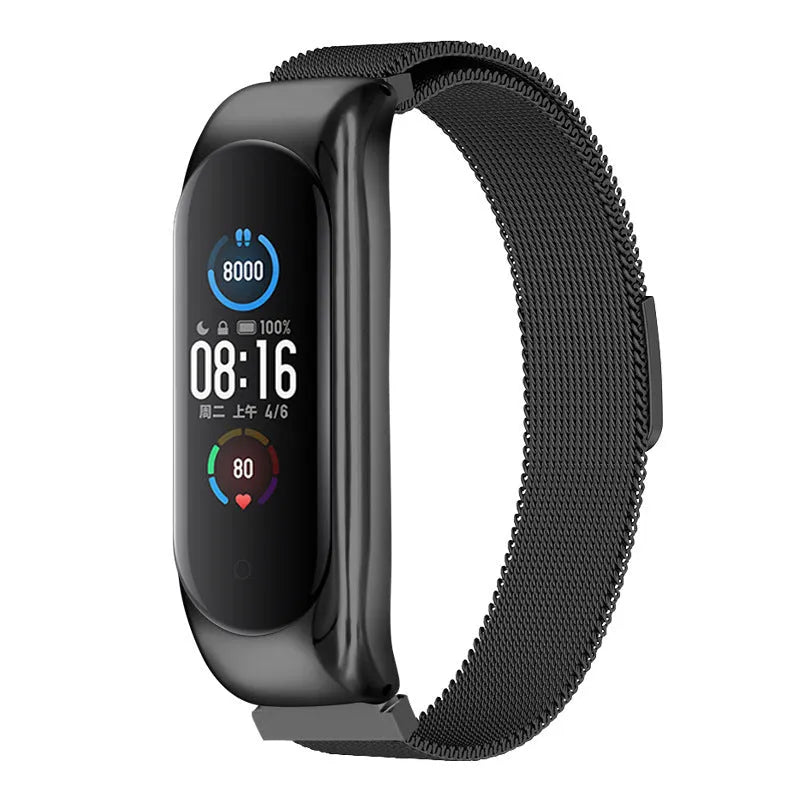 Solid three-bead metal wristband for Mi Band fitness tracker in rose gold colour