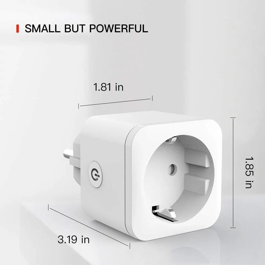 WiFi smart socket 16A with power meter, EU plug, PC shell, 55x50x82mm