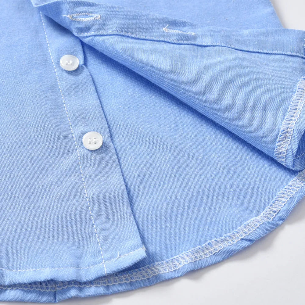 Boys blue gentleman bib pant suit with bow tie and long sleeves