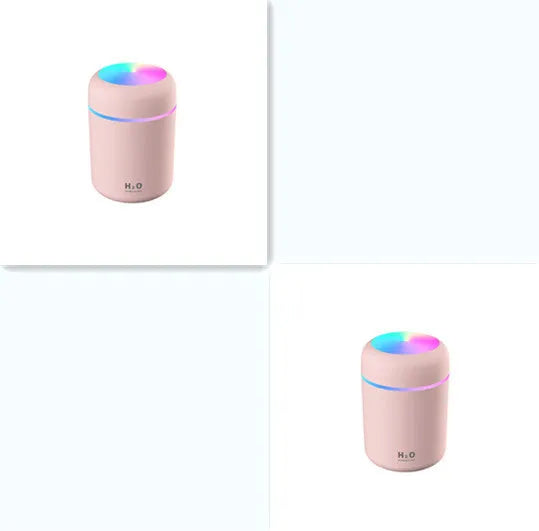 Pink, white or navy blue car humidifier with USB cable and colourful LED lights