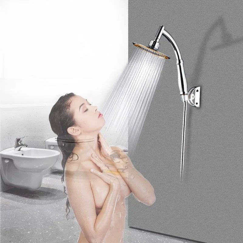 6-inch pressurised hand-held overhead shower head set in silver round finish