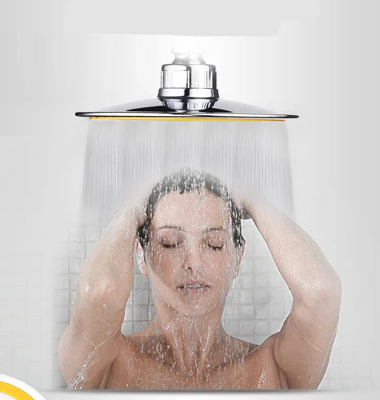 6-inch pressurised hand-held overhead shower head set in silver round finish