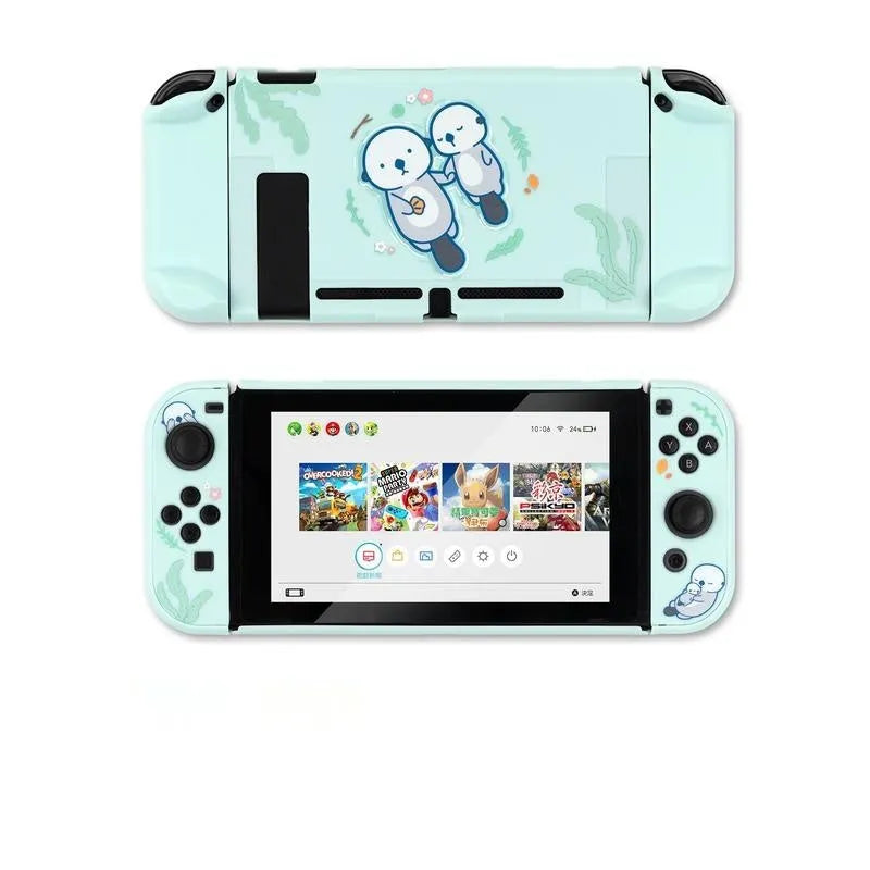 Nintendo Switch protective silicone case with back grip housing and smart cover