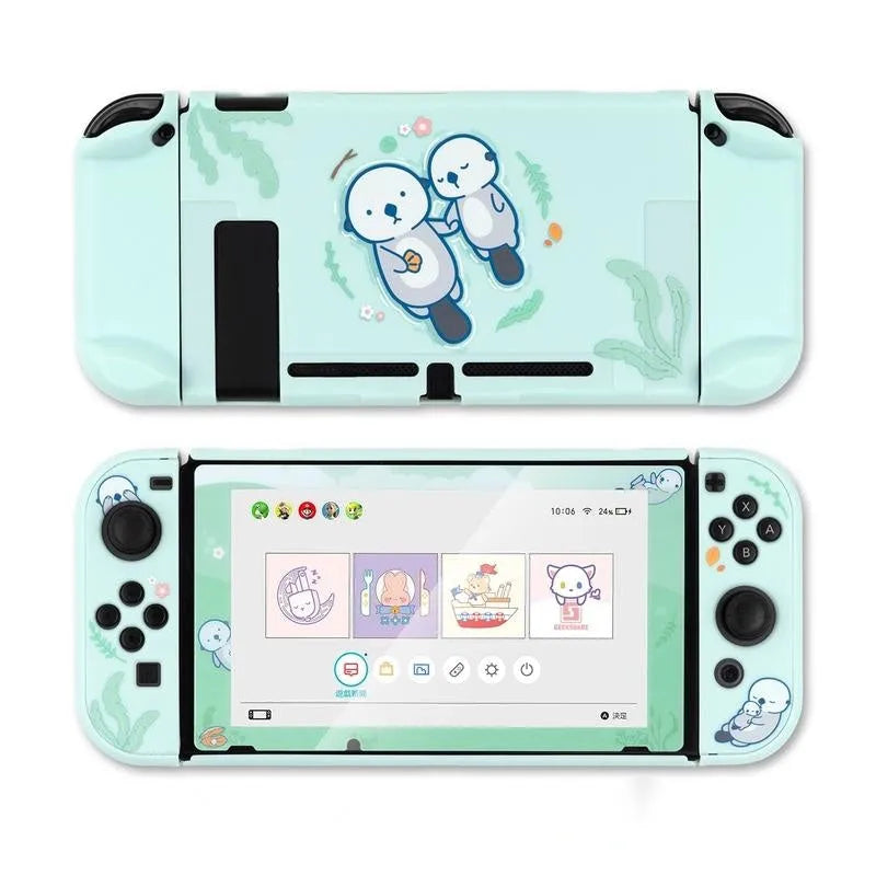 Nintendo Switch protective silicone case with back grip housing and smart cover