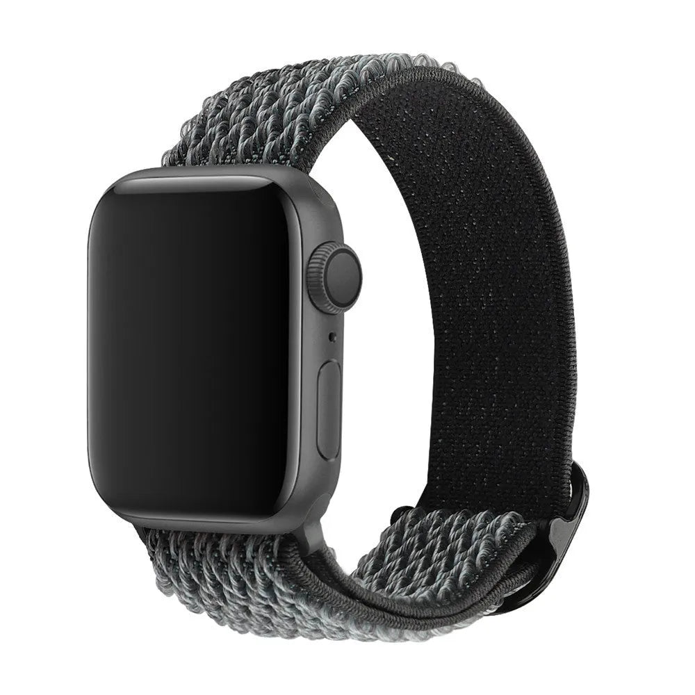 Braided elastic nylon wrist strap with wave pattern for Apple Watch in spearmint ice colour.
