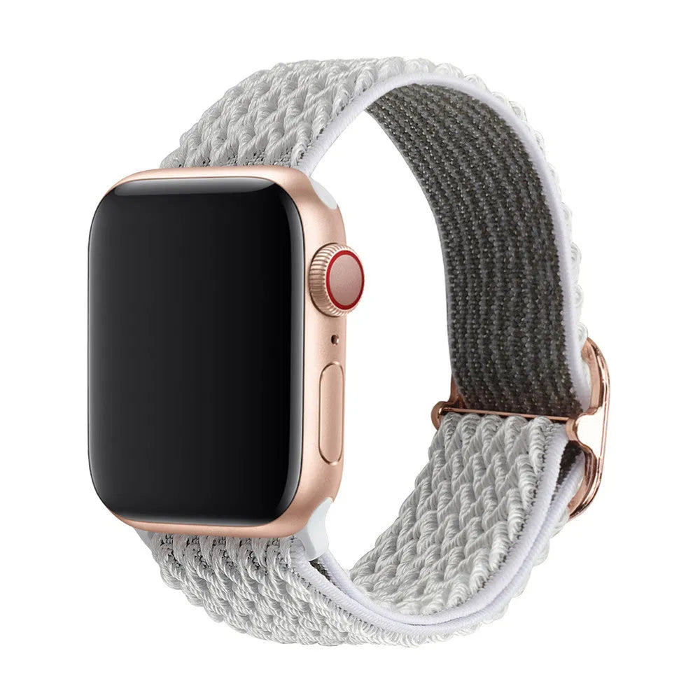 Braided elastic nylon wrist strap with wave pattern for Apple Watch in spearmint ice colour.