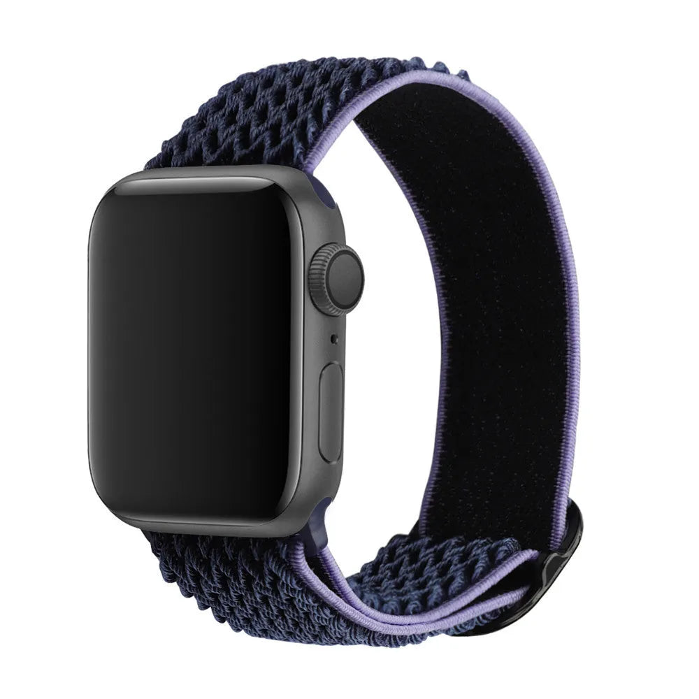 Braided elastic nylon wrist strap with wave pattern for Apple Watch in spearmint ice colour.