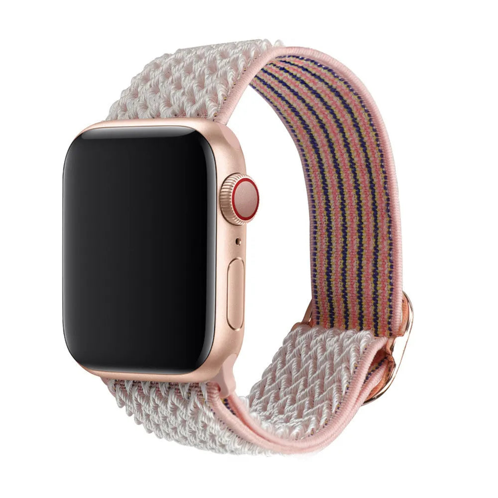 Braided elastic nylon wrist strap with wave pattern for Apple Watch in spearmint ice colour.