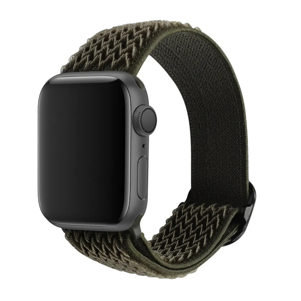 Braided elastic nylon wrist strap with wave pattern for Apple Watch in spearmint ice colour.