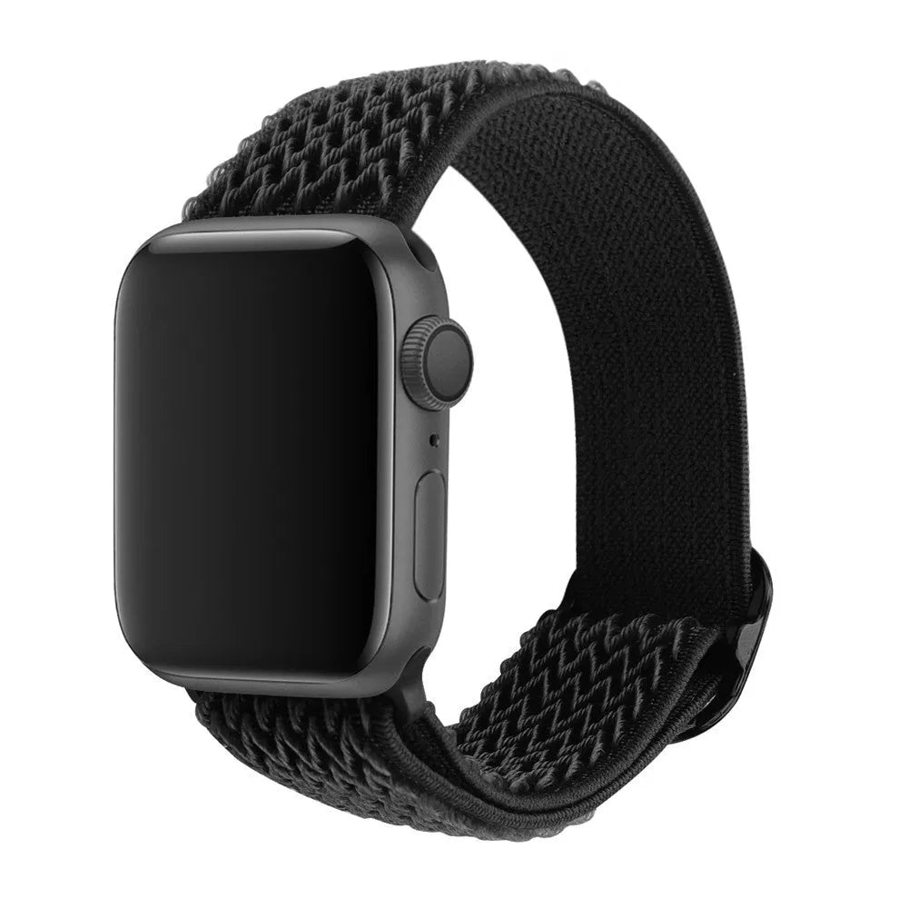 Braided elastic nylon wrist strap with wave pattern for Apple Watch in spearmint ice colour.
