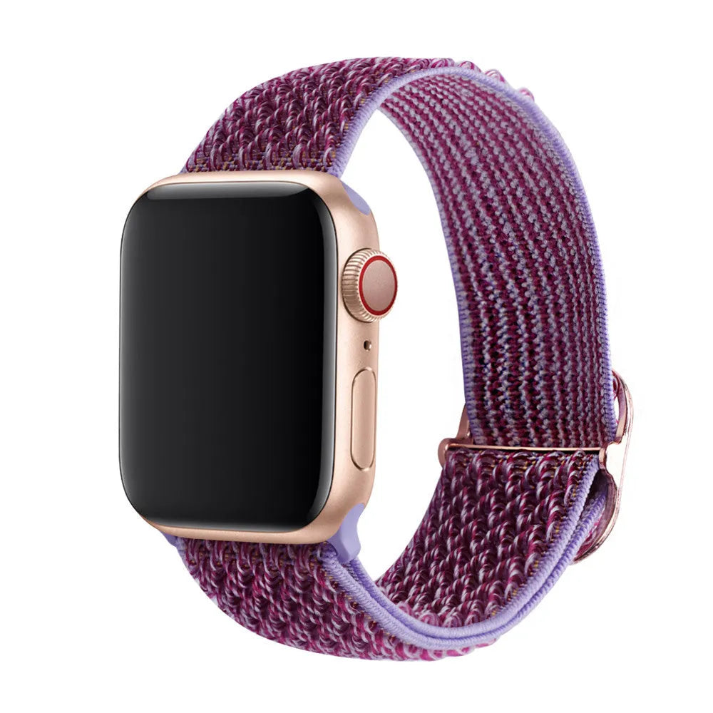 Braided elastic nylon wrist strap with wave pattern for Apple Watch in spearmint ice colour.