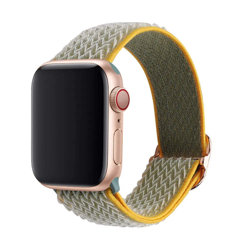 Braided elastic nylon wrist strap with wave pattern for Apple Watch in spearmint ice colour.