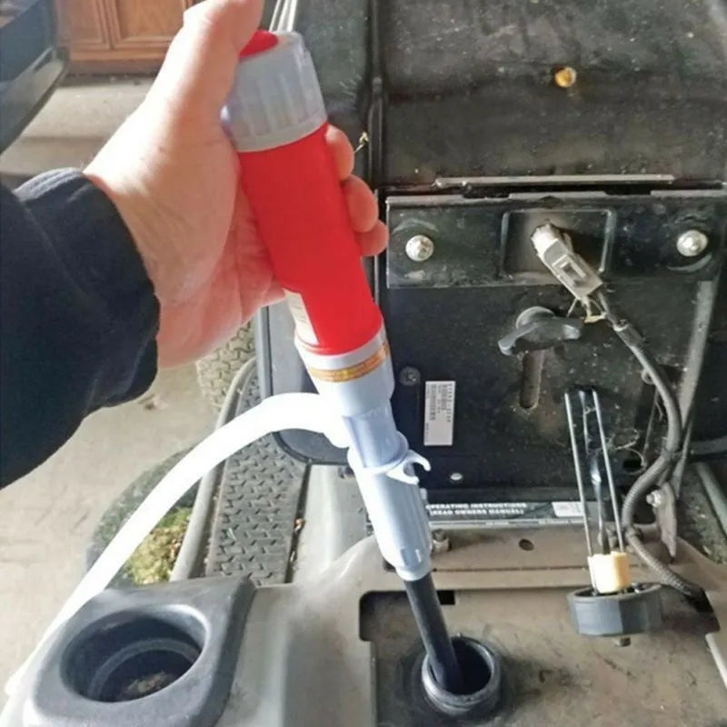 Manual hand pump siphon for fuel transfer with blue or red colour options