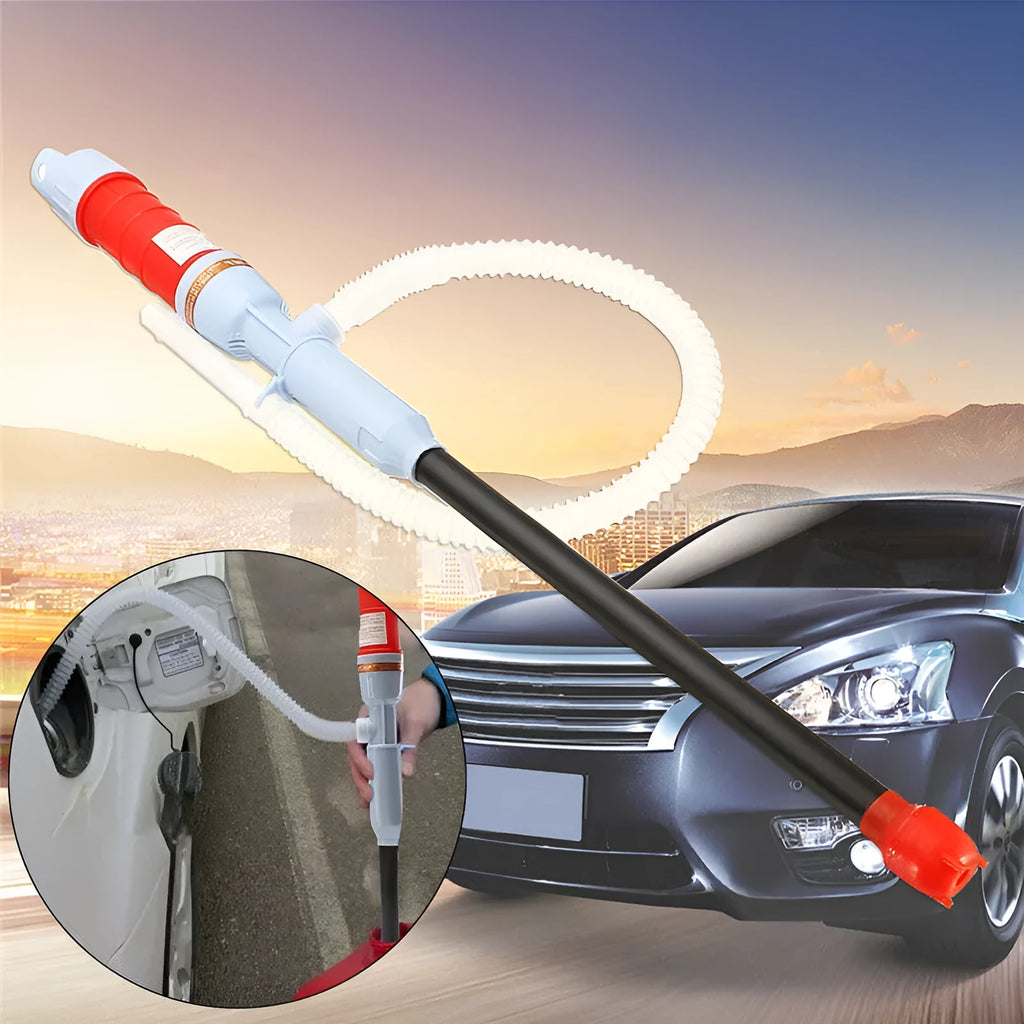 Manual hand pump siphon for fuel transfer with blue or red colour options