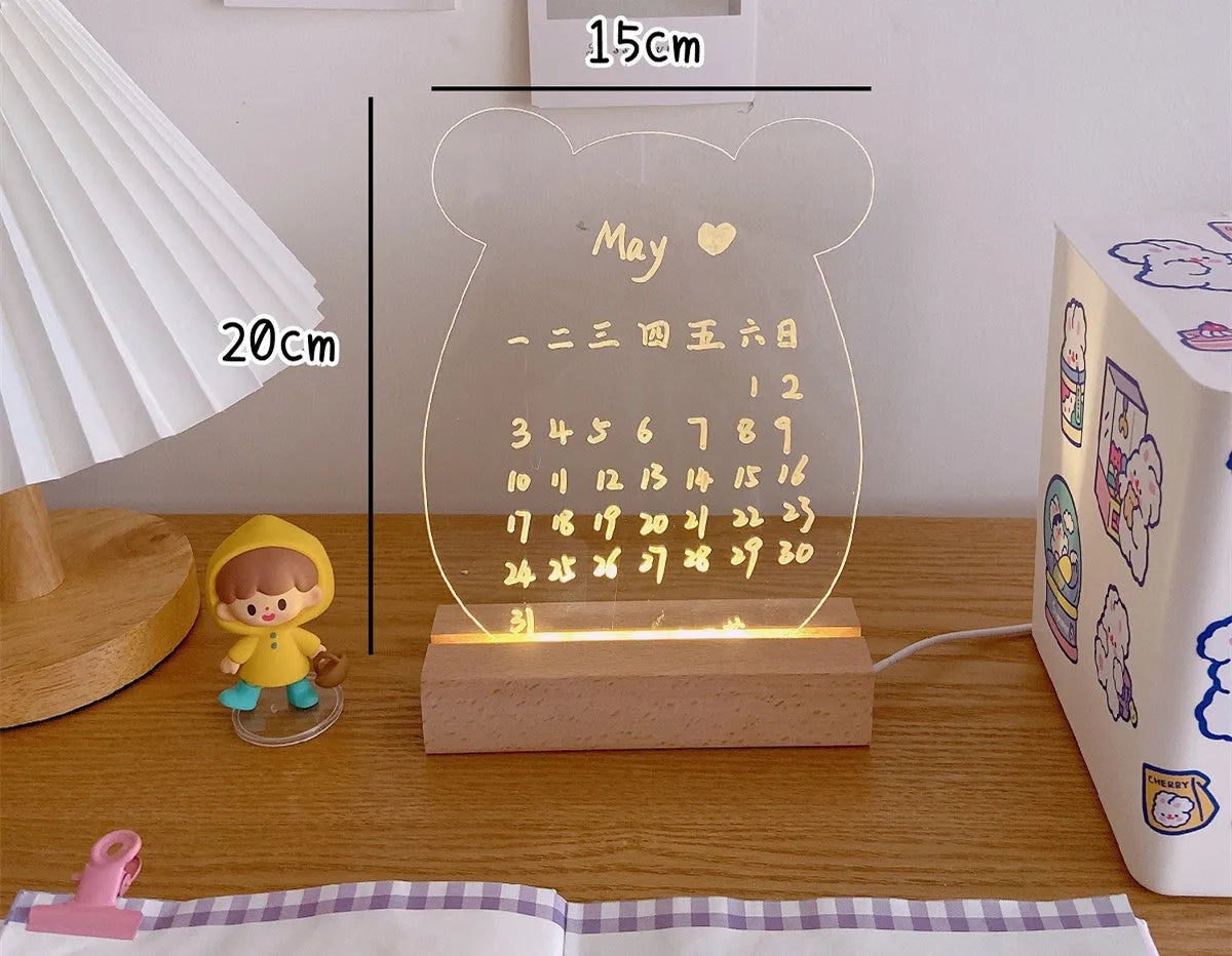 LED bedside lamp with optional message board design and low voltage operation