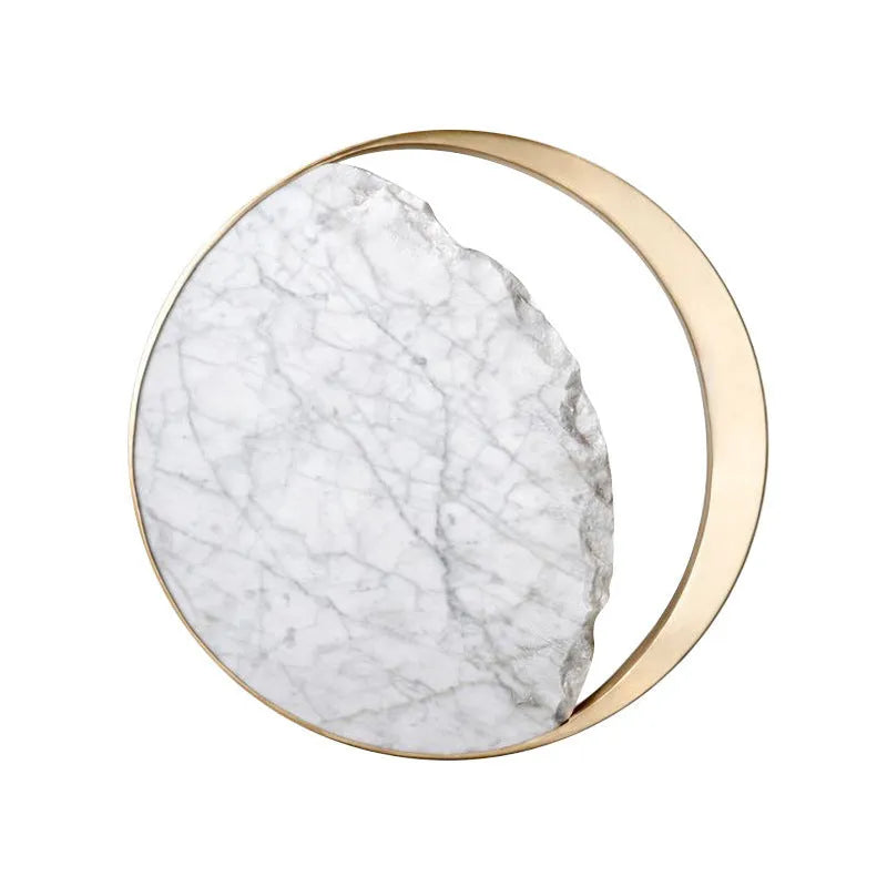 Round marble and copper eclipse design LED wall lamp with 25cm diameter