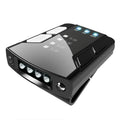 USB rechargeable fishing headlight with clip, power indicator, and 360-degree rotating head.