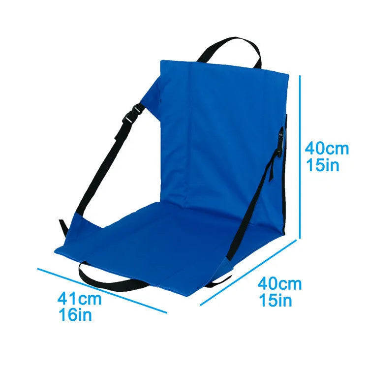 Portable outdoor folding cushion 41x40cm in 600D Oxford cloth, royal blue colour, folded for travel