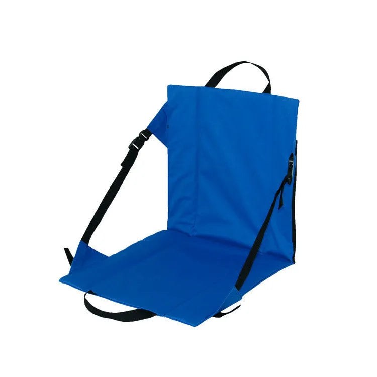 Portable outdoor folding cushion 41x40cm in 600D Oxford cloth, royal blue colour, folded for travel
