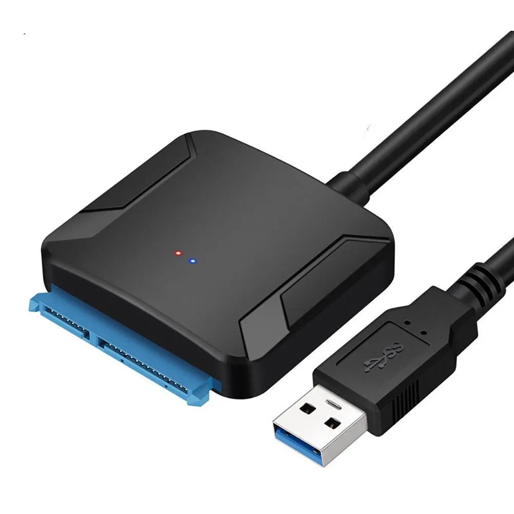 Black USB 3.0 to SATA adapter cable converter for 2.5-inch hard drives.