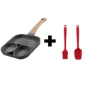 Four-hole non-stick aluminium frying pan for eggs, burgers and pancakes on a kitchen hob