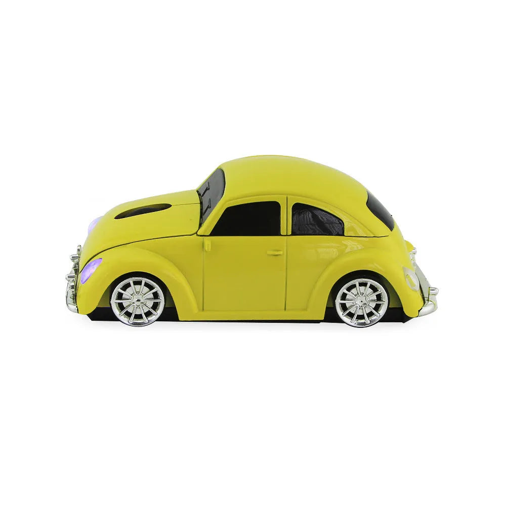 Wireless optical car mouse in black, blue, red, and yellow colours with 2.4g connectivity