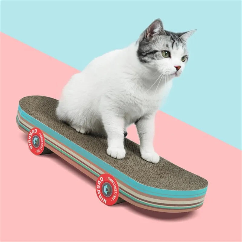 Rice Cake skateboard cat scratching board made of corrugated paper in picture colour for small cats