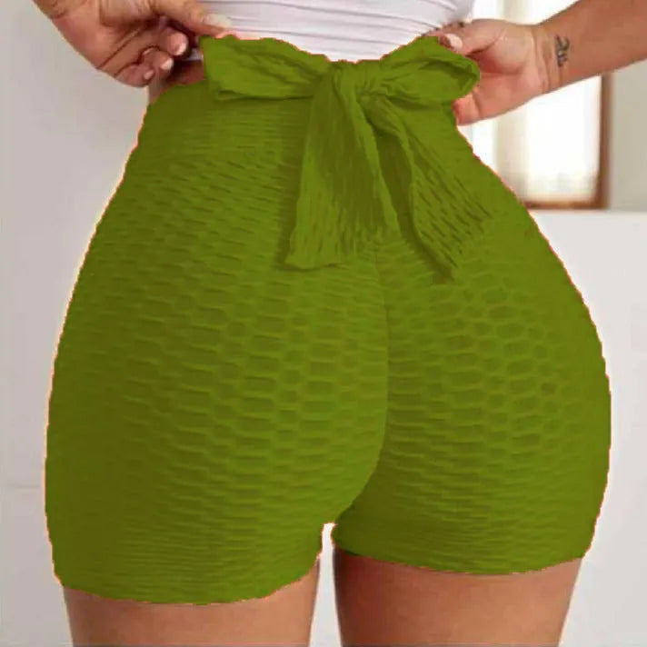 Womens jacquard yoga bubble pants sports shorts in polyester spandex, available in multiple colours including black and grey