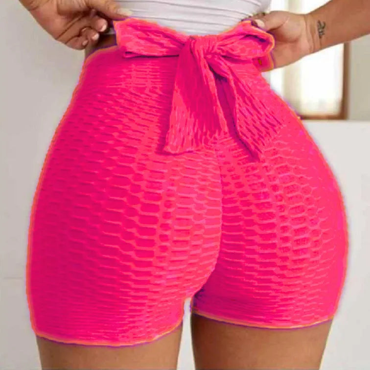 Womens jacquard yoga bubble pants sports shorts in polyester spandex, available in multiple colours including black and grey