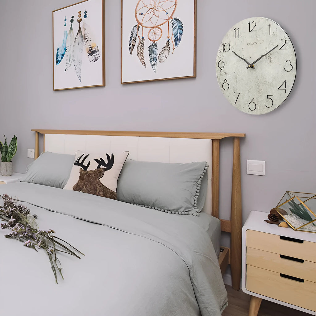 Modern grey European-style wall clock for living room decor