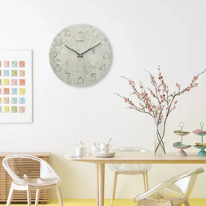 Modern grey European-style wall clock for living room decor